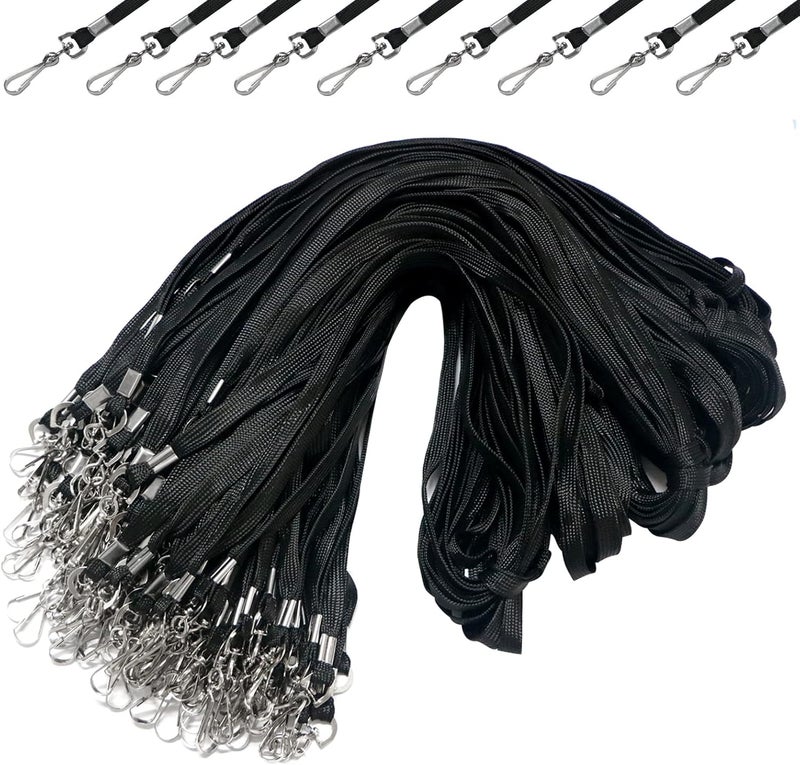 BAITEER 120 Pcs Black Lanyards Premium Bulk Flat Lanyards 36" with Swivel J Hook for ID Name Badge Holder, VIP, School, Kids, Coach, Conference, Festival and Hang Keys - Image 1