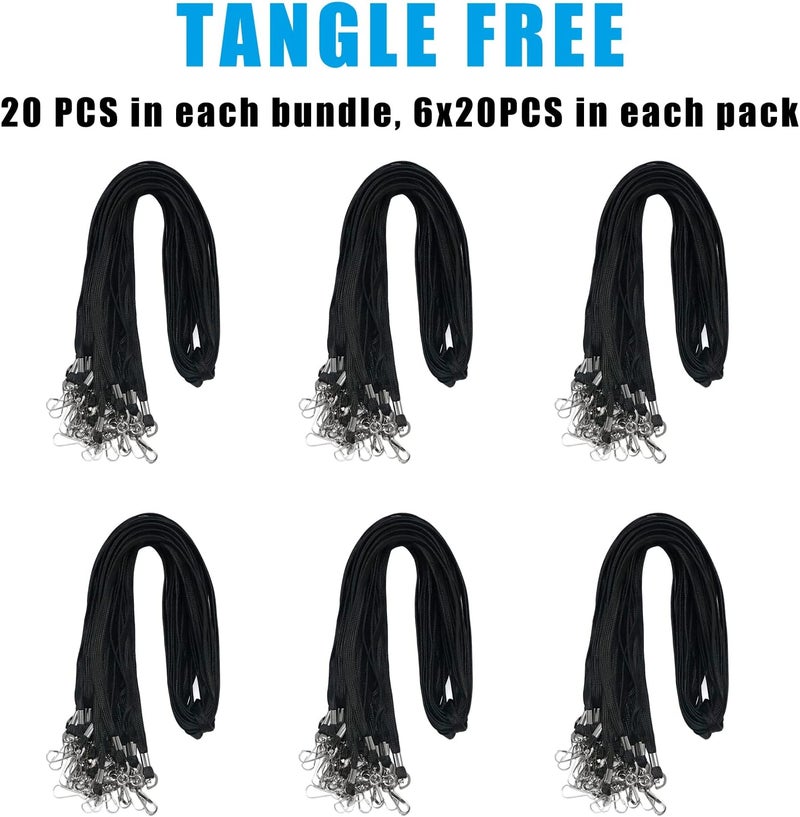 BAITEER 120 Pcs Black Lanyards Premium Bulk Flat Lanyards 36" with Swivel J Hook for ID Name Badge Holder, VIP, School, Kids, Coach, Conference, Festival and Hang Keys - Image 3