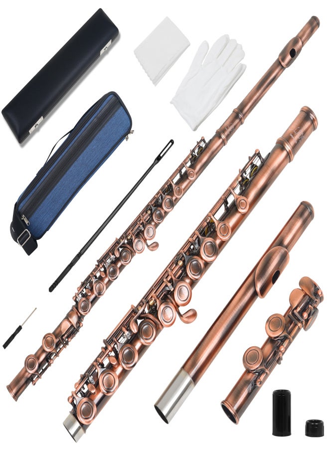 SLADE C-key 16-Hole Flute Set Closed Hole C Flute With Case Cleaning Rod Wiping Cloth and Gloves for Beginner Music Lover - Image 1