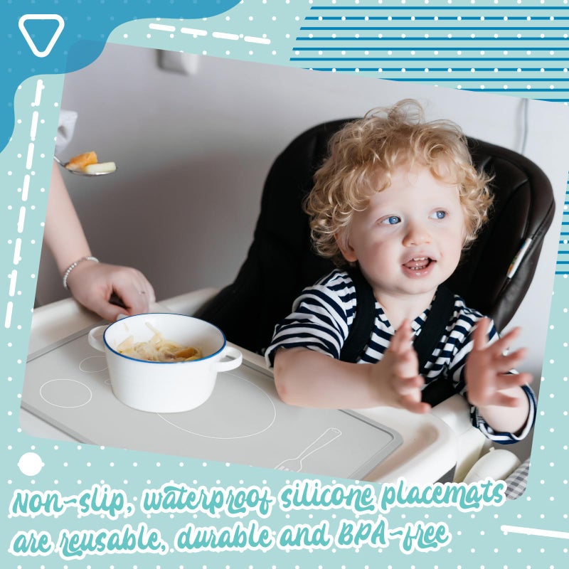 Zhehao 4 Pcs Montessori Kids Placemat 16 x 12'' Non Slip Baby Silicone Placemats for Toddlers Baby Eating Mat Food Mats for Toddler Dining Table Setting Learning Travel Kitchen(Multi Colors) - Image 5