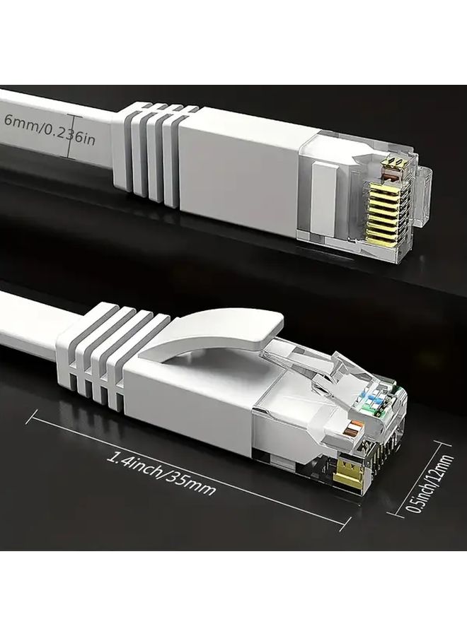 كابل إيثرنت Cat6 أبيض مسطح 16 قدم 10 جيجابت في الثانية اتصال إنترنت سريع بدون تشابك RJ45 - Image 2