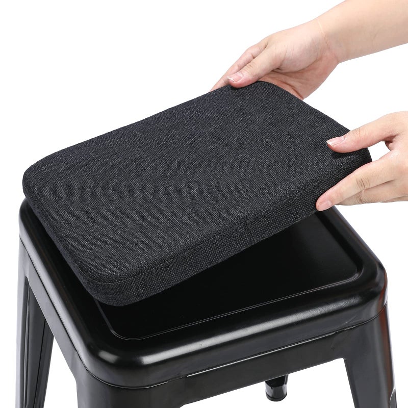 BUYUE BUYUE Friendly Woven Fabric Magnetic Bar Stool Cushion 1 Piece  Enhanced Anti-Slip Breathable Small Chair Seat Pad for Caf? Bistro Stackable Metal Stool (Square  Black  1) - Image 1