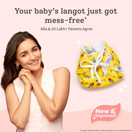 SuperBottoms DryFeel Baby Langot 0-6 months l Organic Cotton Modern Baby Nappy l Mess-free Langot with Gentle Elastics l Super DryFeel Top Layer l Diaper-free Time Essential - Image 3