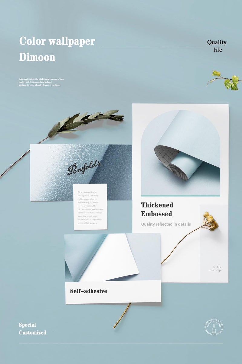 Dimoon Wallpaper 236"x17.7" Light Blue Wallpaper Stick and Peel Wallpaper Waterproof Blue Contact Paper Solid Pure Blue Self Adhesive Wallpaper Removable Wall Paper Textured Shelf Drawer Vinyl Roll - Image 4