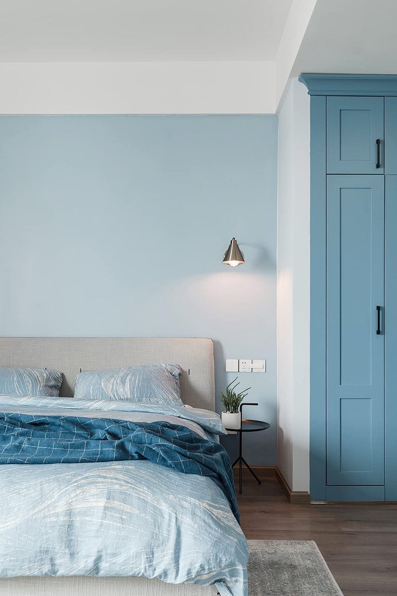 Dimoon Wallpaper 236"x17.7" Light Blue Wallpaper Stick and Peel Wallpaper Waterproof Blue Contact Paper Solid Pure Blue Self Adhesive Wallpaper Removable Wall Paper Textured Shelf Drawer Vinyl Roll - Image 5