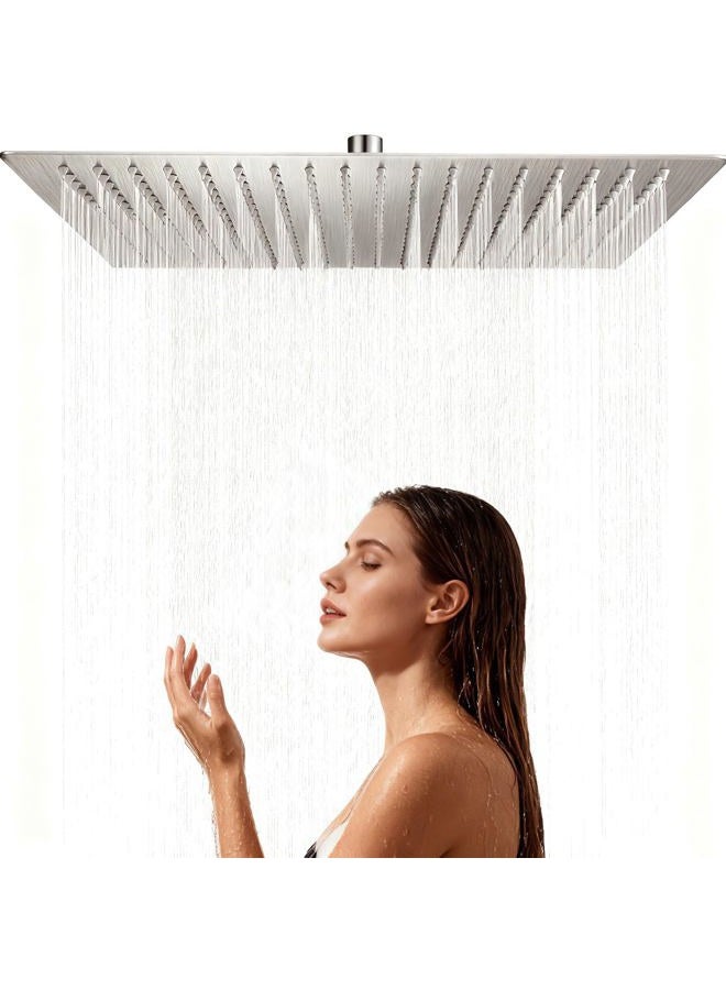 Yodel Faucet 16 Inch Rain Shower Head Brushed Nickel Ceiling Mount 304 Stainless Steel High Pressure Rainfall Showerhead Ultra Thin Water Saving - Image 1
