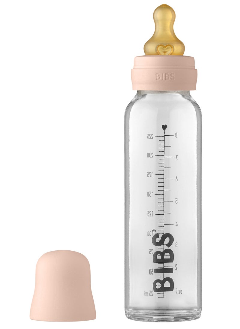 BIBS Baby Glass Feeding Bottle For 0M+, 225 Ml - Blush  - Image 1
