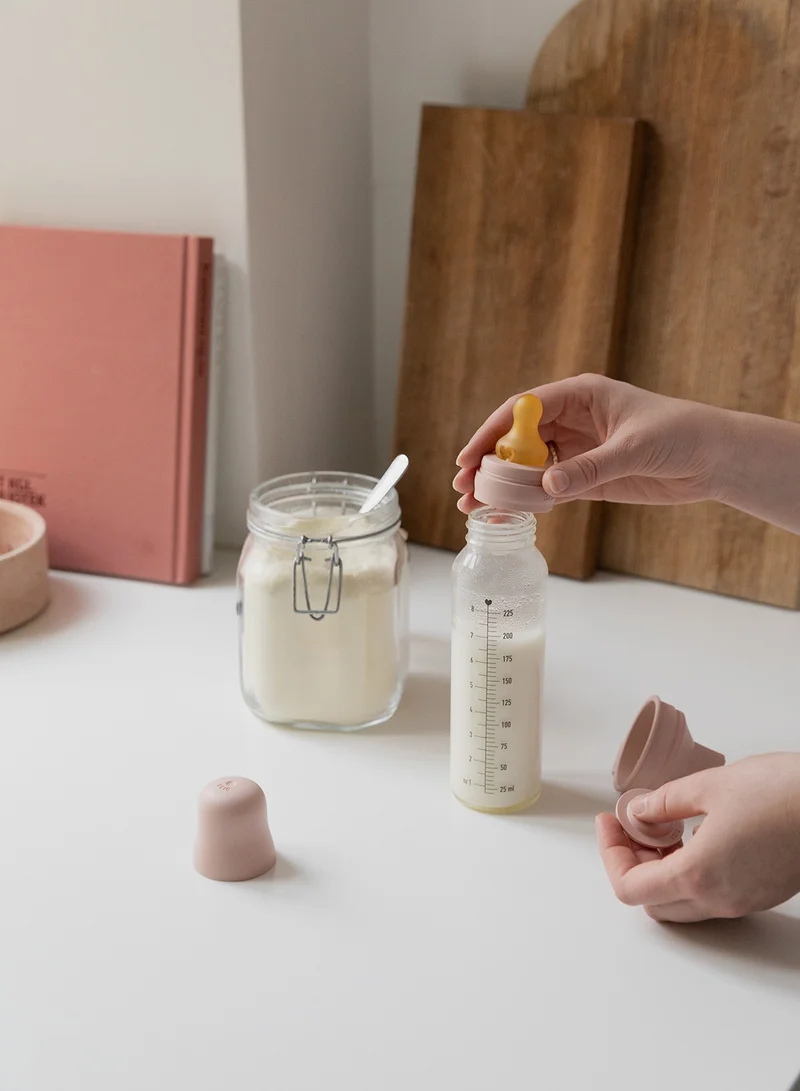 BIBS Baby Glass Feeding Bottle For 0M+, 225 Ml - Blush