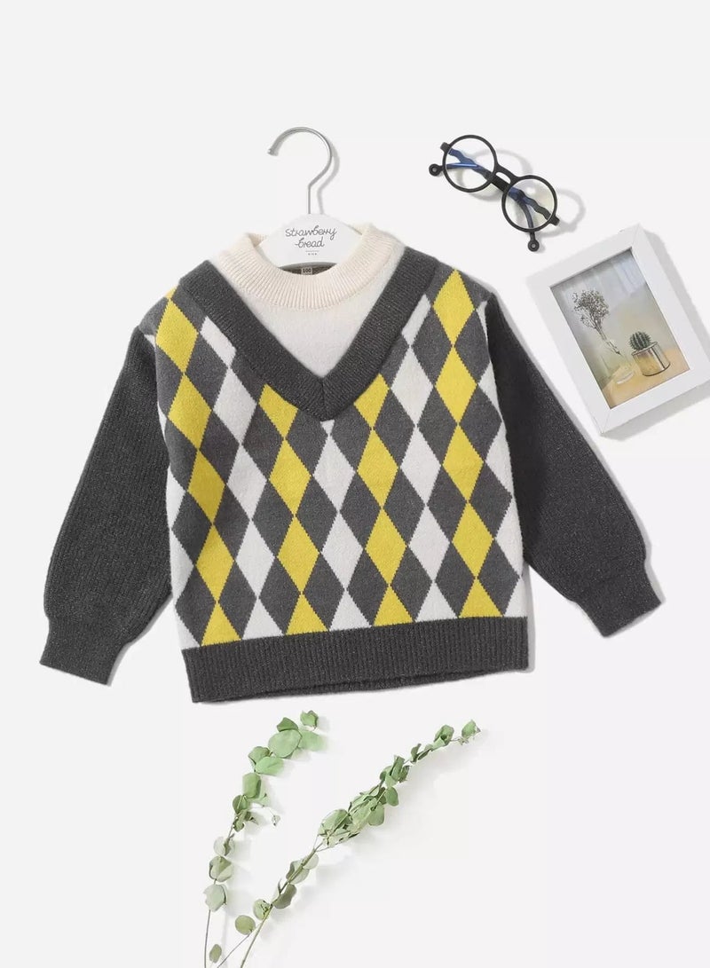 Toddler Boys Argyle Pattern Sweater - Image 1
