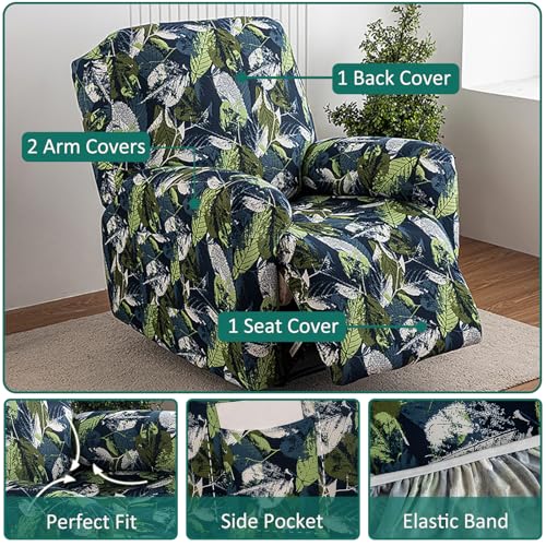 NILUOH Recliner Covers 4 Pieces Stretch Lazy Boy Recliner Chair Covers That Stay in Place Covers for Electric Power Lift Reclining Chair Washable Furniture Protector for Pet Kids Living Room - Image 3