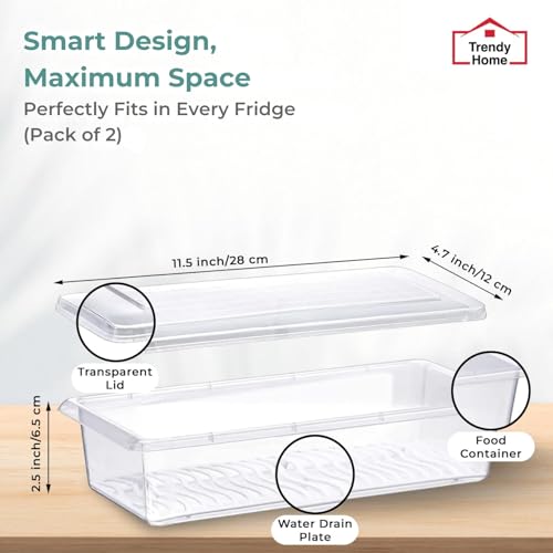 Senego (Pack of 2 Fridge Storage Boxes, Plastic Boxes for Storage, Storage Box for Kitchen, Kitchen Organizer Items, Fridge Organiser, Kitchen Storage Container Set - Image 4