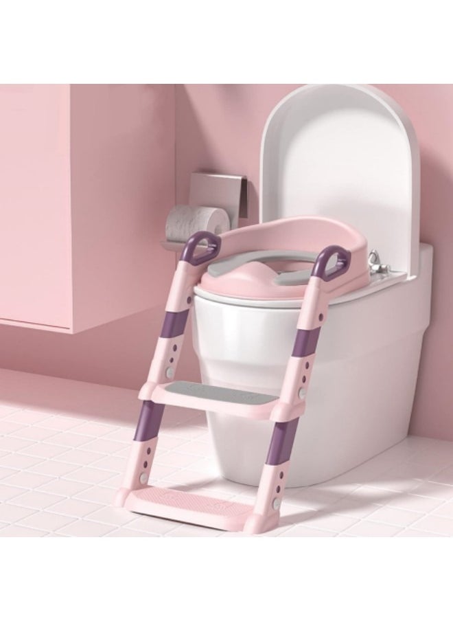 Potty Training Seat with Step Stool Ladder, Potty Training Toilet for Kids Boys Girls Toddlers, Pink