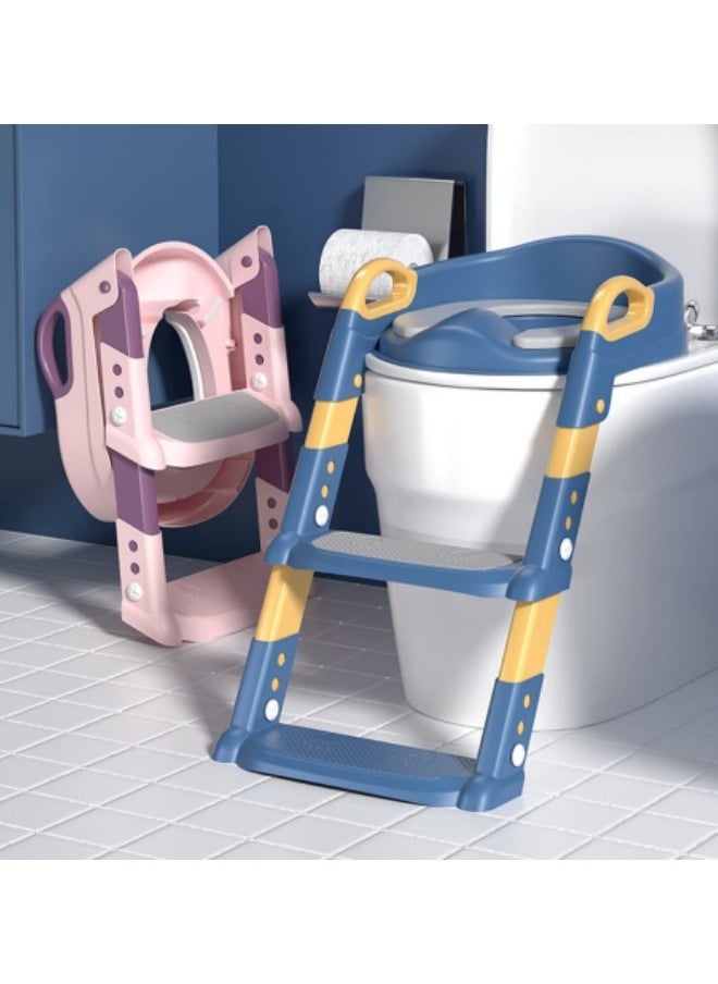 Potty Training Seat with Step Stool Ladder, Potty Training Toilet for Kids Boys Girls Toddlers, Pink
