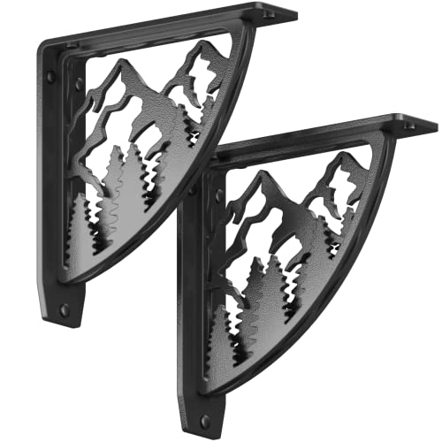 STARBY Heavy Duty Shelf Brackets. 2 Pack, 8" x 8" Fireplace Mantel Corbels. L Shaped Metal Bracket Counter Supports. Designer Wrought Iron Black. DIY Hardware Included. 500 Lb Capacity. Made in USA - Image 1