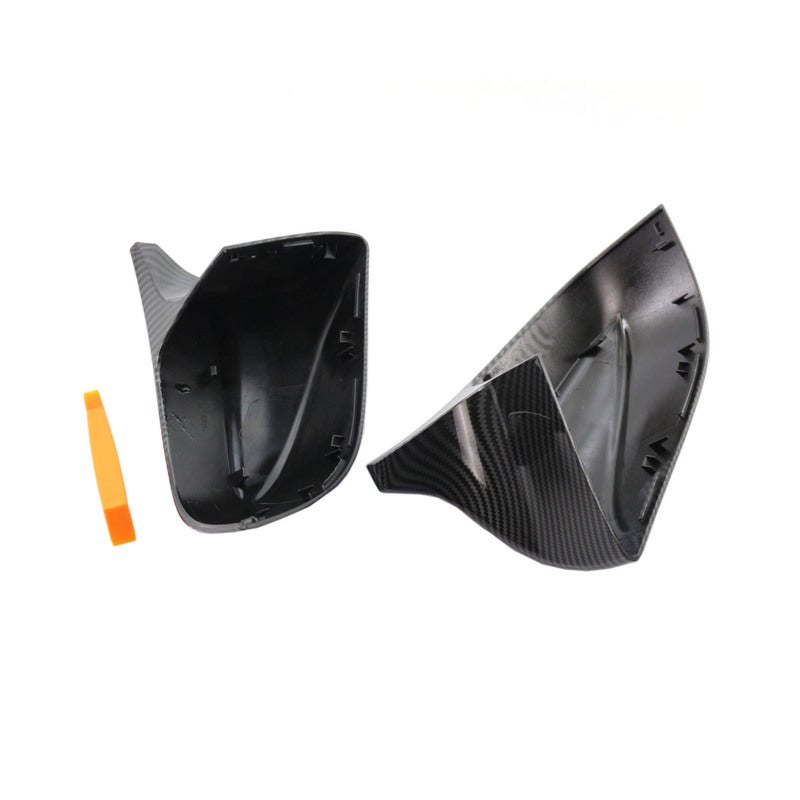 Carbon Fiber Rearview Mirror Cover: Black Premium ABS Plastic - Tool-Free Stick-On Installation Replacement For Tesla Model 3 2017-2020 for Car Exterior Styling Enhancement - Image 4