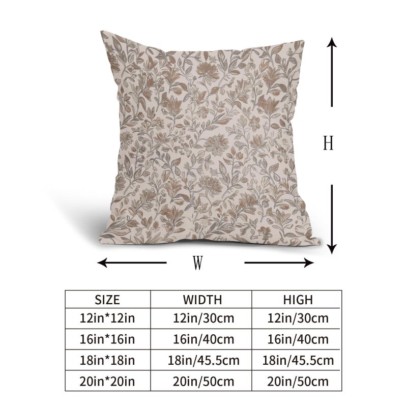 Retro embossed floral pillowcase, 16x16 inches, decorative pillowcase for living room sofa, brown blue, 2-piece set - Image 4