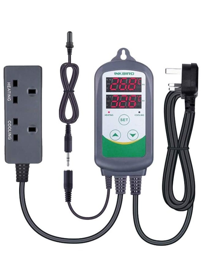 INKBIRD - INKBIRD ITC-308S Aquarium Temperature Controller with Submersible Probe Heating Cooling Outlets Thermostat for Heating and Cooling Fans Shrimp Reef Fish Tank - Image 1