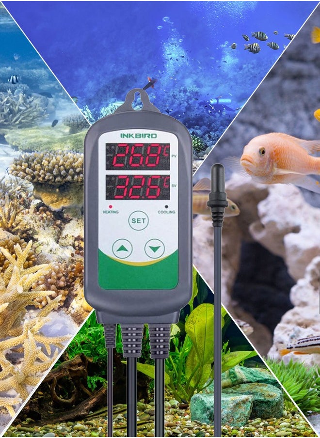 INKBIRD - INKBIRD ITC-308S Aquarium Temperature Controller with Submersible Probe Heating Cooling Outlets Thermostat for Heating and Cooling Fans Shrimp Reef Fish Tank - Image 1