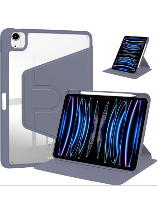 for iPad Pro 11 inch (2024 5th M4 / 2025 6th M5) Case Cover,Tablet Protective Case, Acrylic 360 ° Rotating Design, Automatic Wake-up/sleep, Soft Leather,Smoky Lavender - Image 1