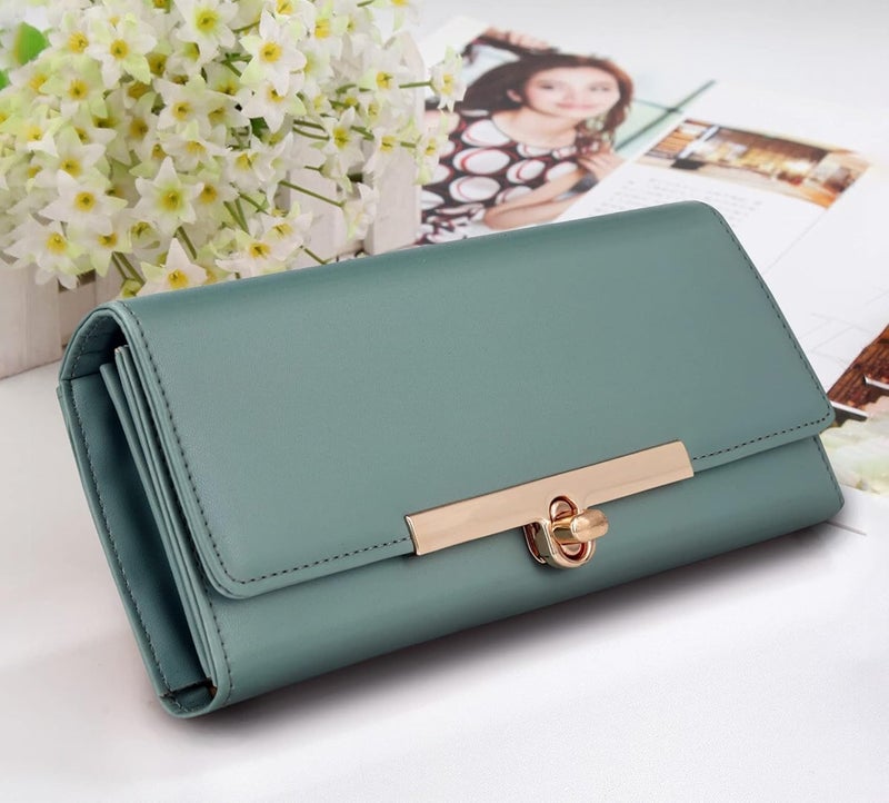 ALSU Women's Wallet Clutch Purse | 4 card pocket| twist lock closure| phone pocket - Image 4