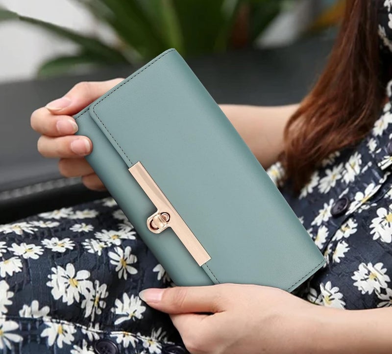 ALSU Women's Wallet Clutch Purse | 4 card pocket| twist lock closure| phone pocket - Image 2