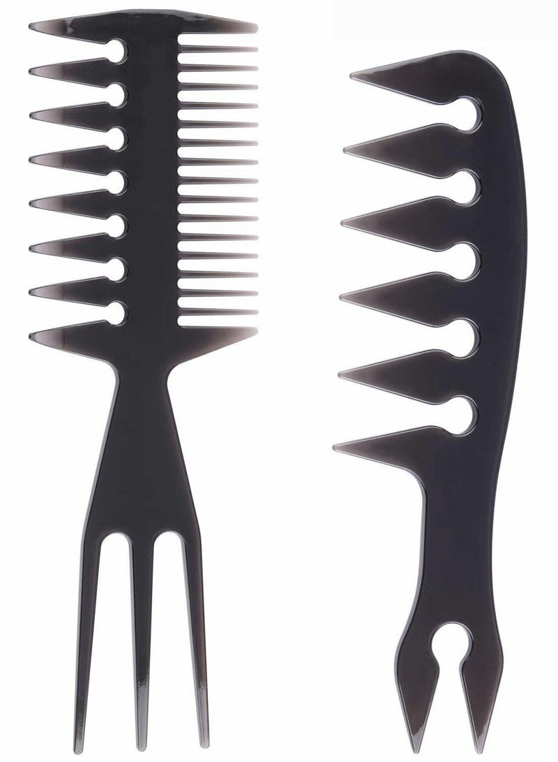 Excefore Styling Hair Comb Set, 2 Pack Salon Barber Hairstylist Comb Professional Hair Brush Retro Hairdressing Hair Care Style Accessory Double-sided for Men Boy Gentleman - Image 1