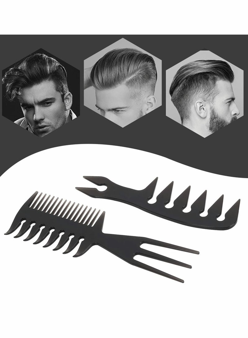 Excefore Styling Hair Comb Set, 2 Pack Salon Barber Hairstylist Comb Professional Hair Brush Retro Hairdressing Hair Care Style Accessory Double-sided for Men Boy Gentleman - Image 2