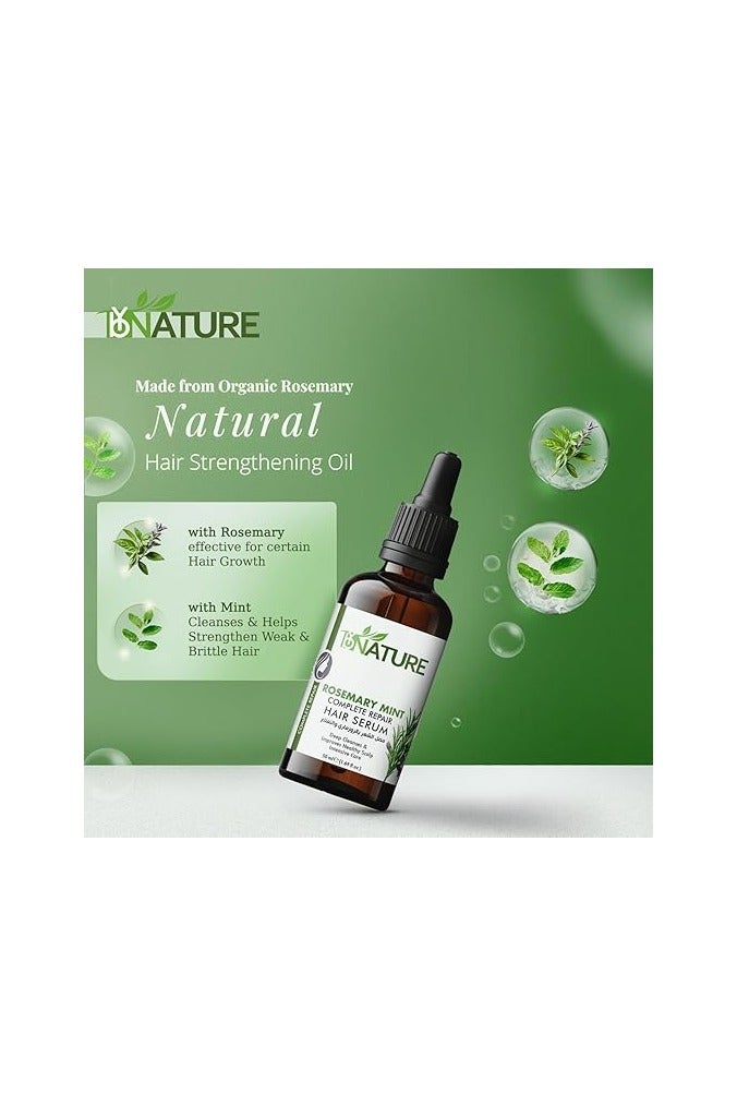 By Nature سيروم الشعر من باي ناتشر بالروزماري والنعناع – 50 مل، سيروم مغذي للتحكم في التجاعيد واللمعان - Image 2