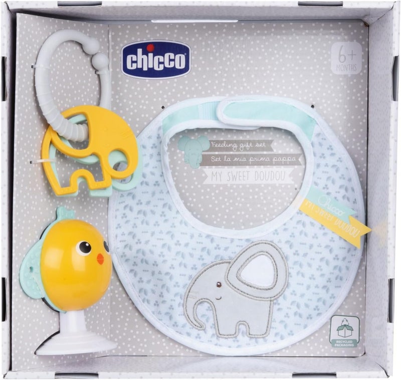 Chicco Meals Gift Set with Dou Bib, High Chair Toy, and Two Colourful Rattles - Image 2