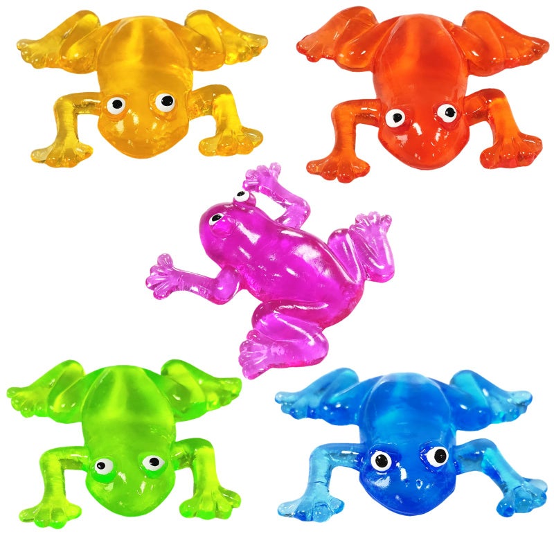 Ganjiang 5Pack Super Stretch Sticky Frog Mochi SquishyToy AnimalsGoodie Bag StuffersClassroom PrizesBirthdayParty Favors Transparency Series - Image 3