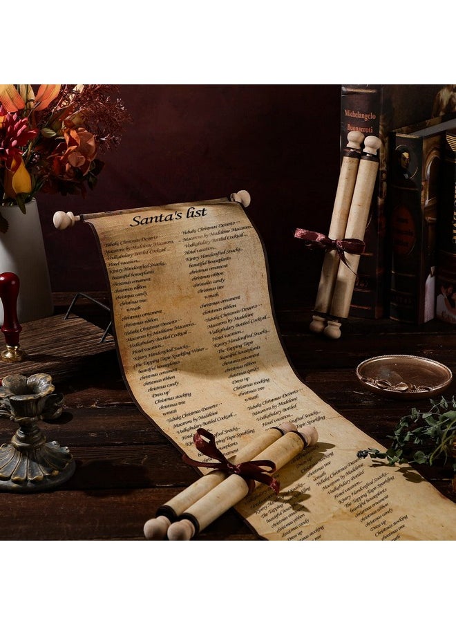 Epakh - 4 Pieces Blank Paper Scroll 7.3 X 33.5 Inches Vintage Scroll Paper With Wooden Spindles Wrapped On Wood Rod Long Aged Blank Scroll For Writing Drawing Calligraphy - Image 1