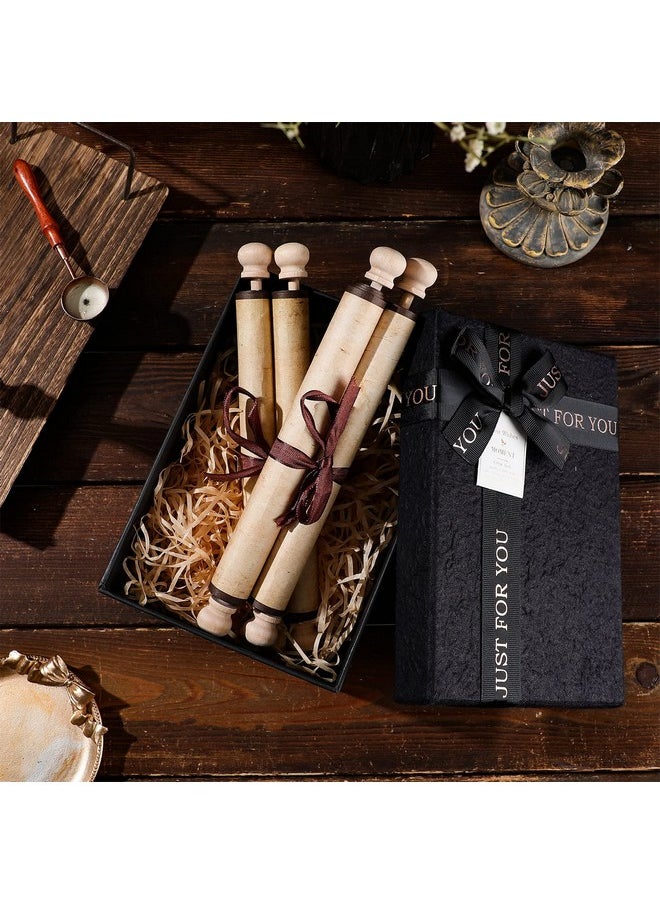 Epakh - 4 Pieces Blank Paper Scroll 7.3 X 33.5 Inches Vintage Scroll Paper With Wooden Spindles Wrapped On Wood Rod Long Aged Blank Scroll For Writing Drawing Calligraphy - Image 1