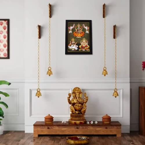 101Temples - Divinity Eternity Spirituality Wooden Lakshmi Ganesha Saraswati Hindu God Finish Photo Frame with Wall Hook for Pooja Room (10 x 13) - Image 3