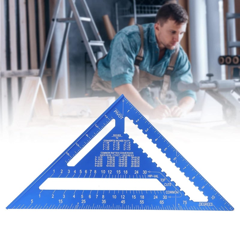 Triangular Angle Ruler Square 12in 45°, Aluminum Alloy Woodworking Layout Gauge with - Etched Scales, Dual Metric and Imperial Protractor for Carpentry and DIY - Image 5