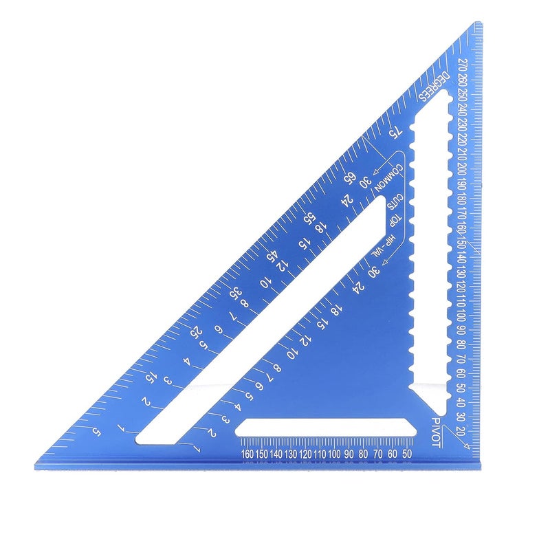 Triangular Angle Ruler Square 12in 45°, Aluminum Alloy Woodworking Layout Gauge with - Etched Scales, Dual Metric and Imperial Protractor for Carpentry and DIY - Image 2