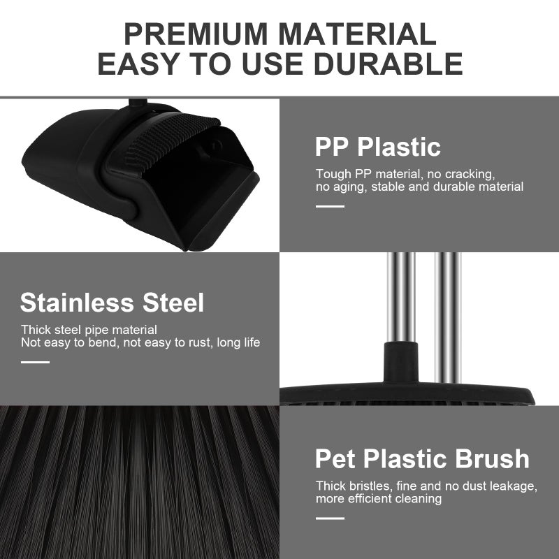 UDUK Broom and Dustpan Set, Household Broom with Dustpan Combo Set, 51" Long Handle, Dust Pan Set for Kitchen Office Lobby Floor - Image 4