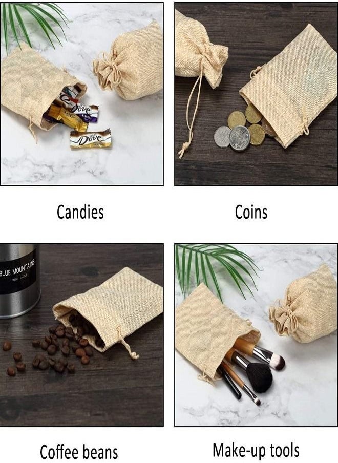 Generic Natural Linen Burlap Gift Bags for Jewelry Sacks Candy Chocolate Birthday and shower Party Anniversaries Gift Bags 20 Pcs  - Image 4