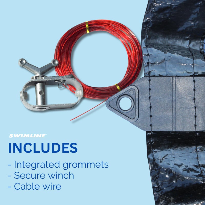 SWIMLINE HYDROTOOLS Leaf Net Heavy Duty Winter Leaf Net Pool Cover for Above Ground Swimming Pools | for 21 X 43 FT Oval Pools | 24 X 47 FT Netting Size | Black | Winch & Cable Included | CO92143 - Image 5