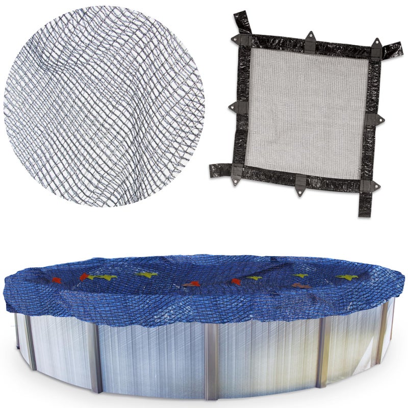 SWIMLINE HYDROTOOLS Leaf Net Heavy Duty Winter Leaf Net Pool Cover for Above Ground Swimming Pools | for 21 X 43 FT Oval Pools | 24 X 47 FT Netting Size | Black | Winch & Cable Included | CO92143 - Image 1
