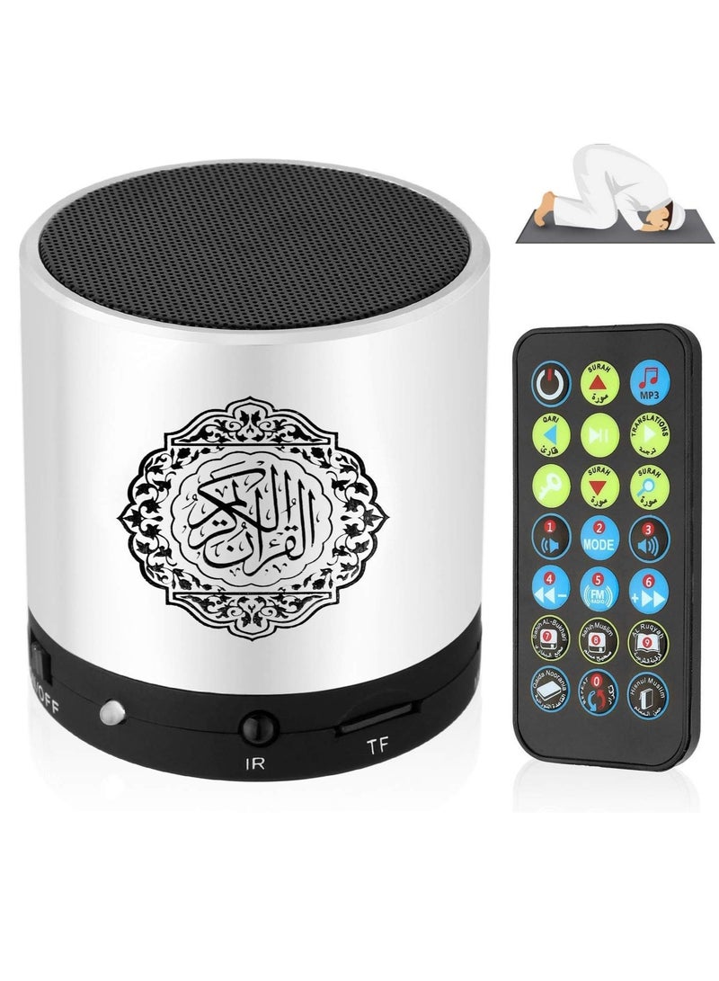 ELTRAZONE SQ200 Portable Quran Speaker with Remote Control – 8GB MP3 Player, TF Card Slot, FM Radio, USB Rechargeable, Silver - Image 1