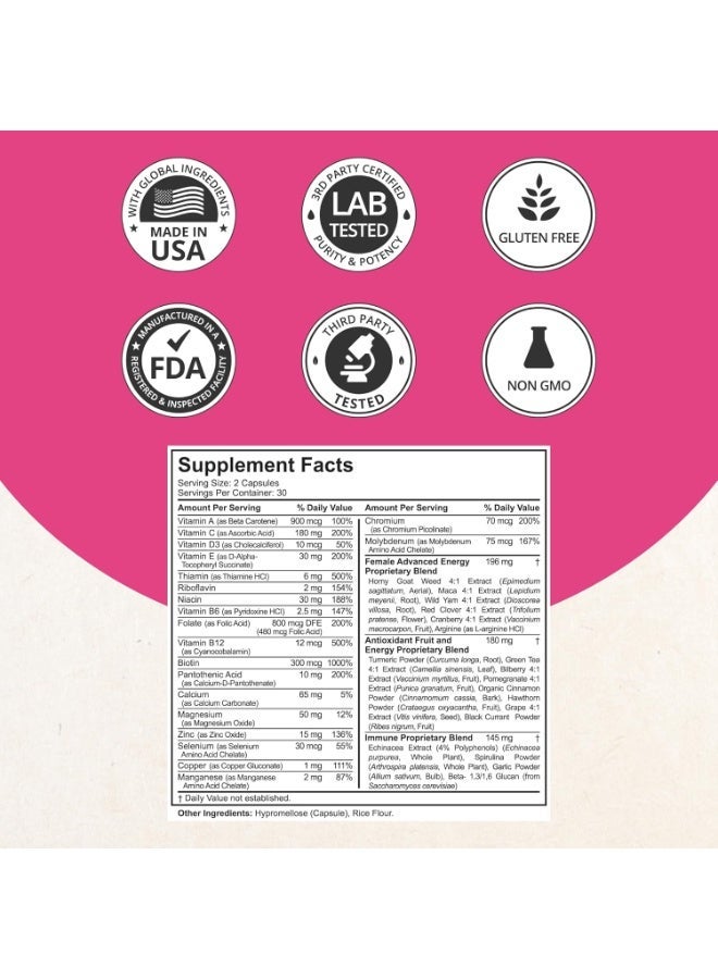 NuBest Multivitamin for Women with 39 Key Nutrients, Essential Vitamins, 60 Vegan Capsules - Image 2