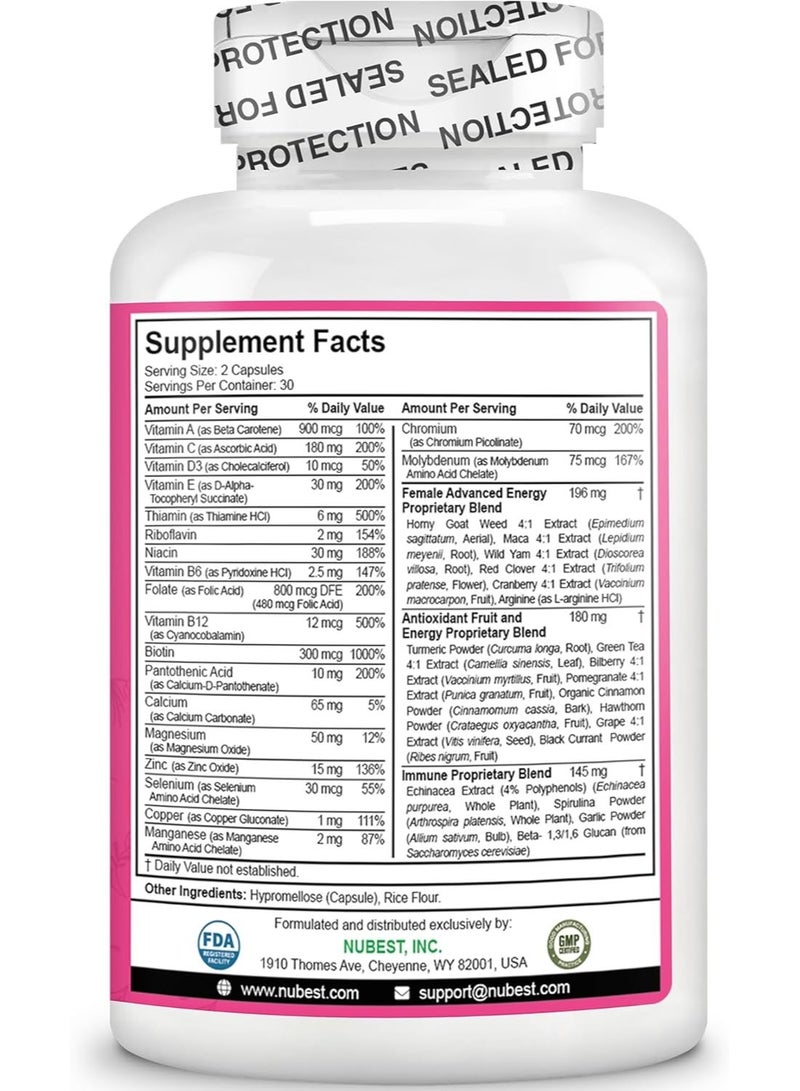 NuBest Multivitamin for Women with 39 Key Nutrients, Essential Vitamins, 60 Vegan Capsules - Image 4