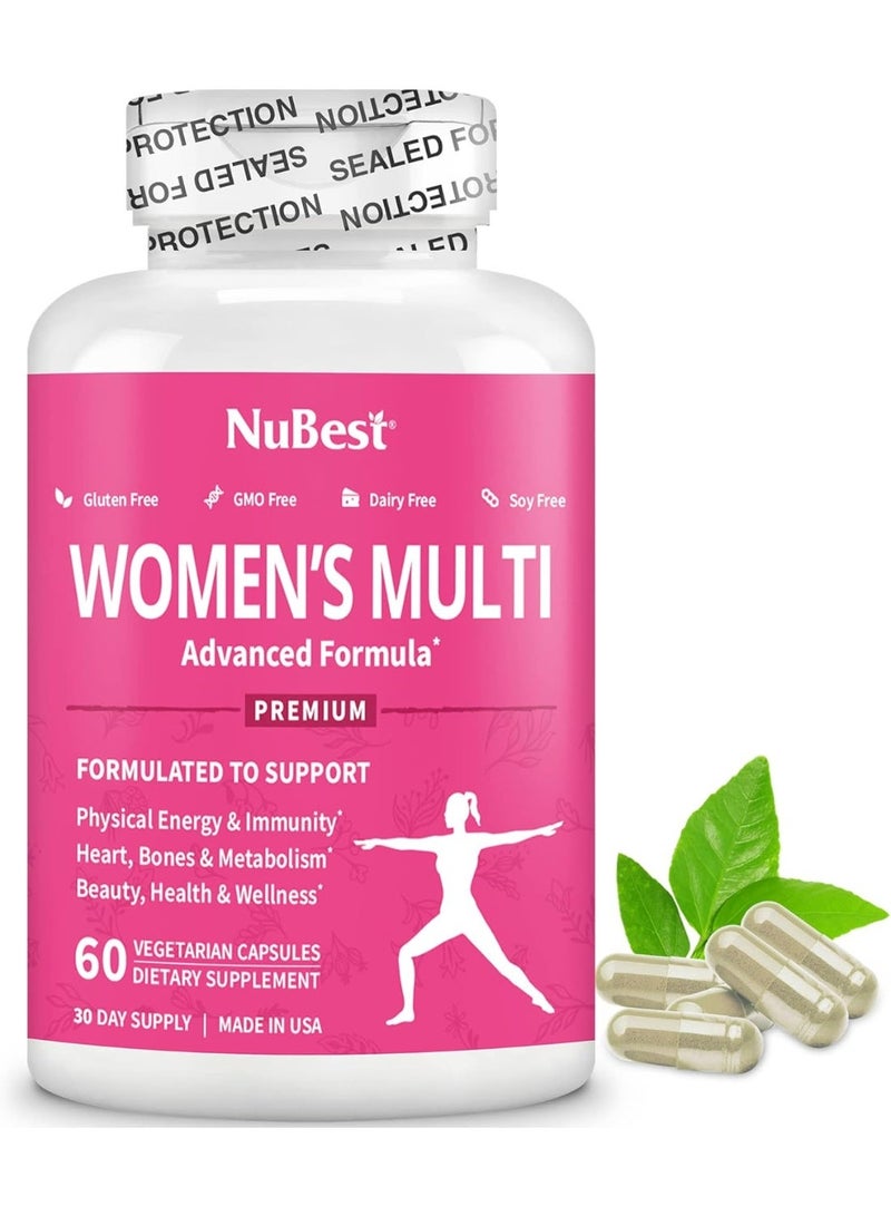 NuBest Multivitamin for Women with 39 Key Nutrients, Essential Vitamins, 60 Vegan Capsules - Image 1