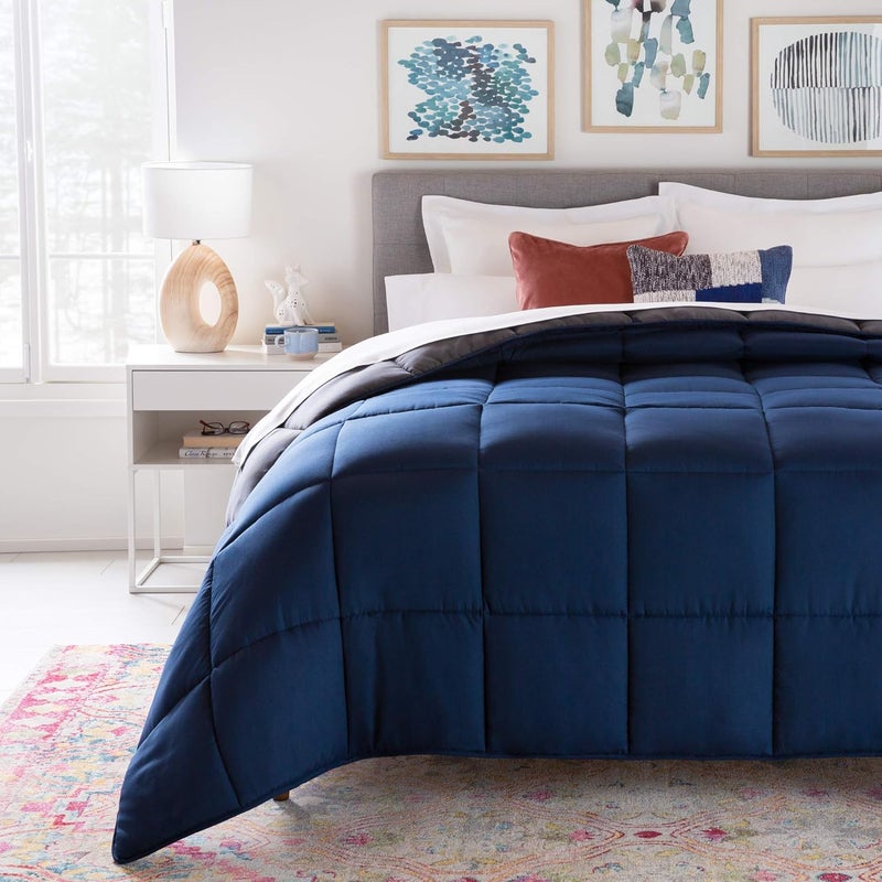 Linenspa 4 Seasons Microfibre Duvet - All Season Duvet - Ultra Soft - 220 x 240 cm, Navy Blue/Graphite - Image 3