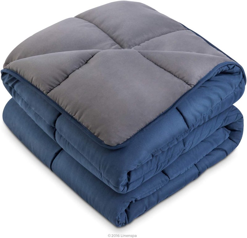 Linenspa 4 Seasons Microfibre Duvet - All Season Duvet - Ultra Soft - 220 x 240 cm, Navy Blue/Graphite - Image 2