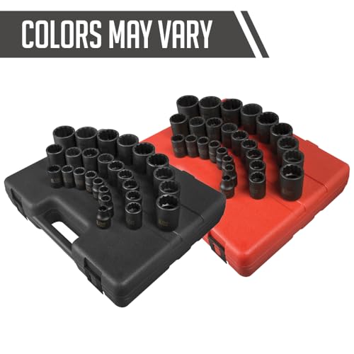 SUNEX TOOLS 2826 1/2-Inch Drive 12-Point Metric Impact Socket Set, 26-Piece - Image 2