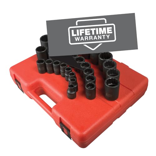 SUNEX TOOLS 2826 1/2-Inch Drive 12-Point Metric Impact Socket Set, 26-Piece - Image 1