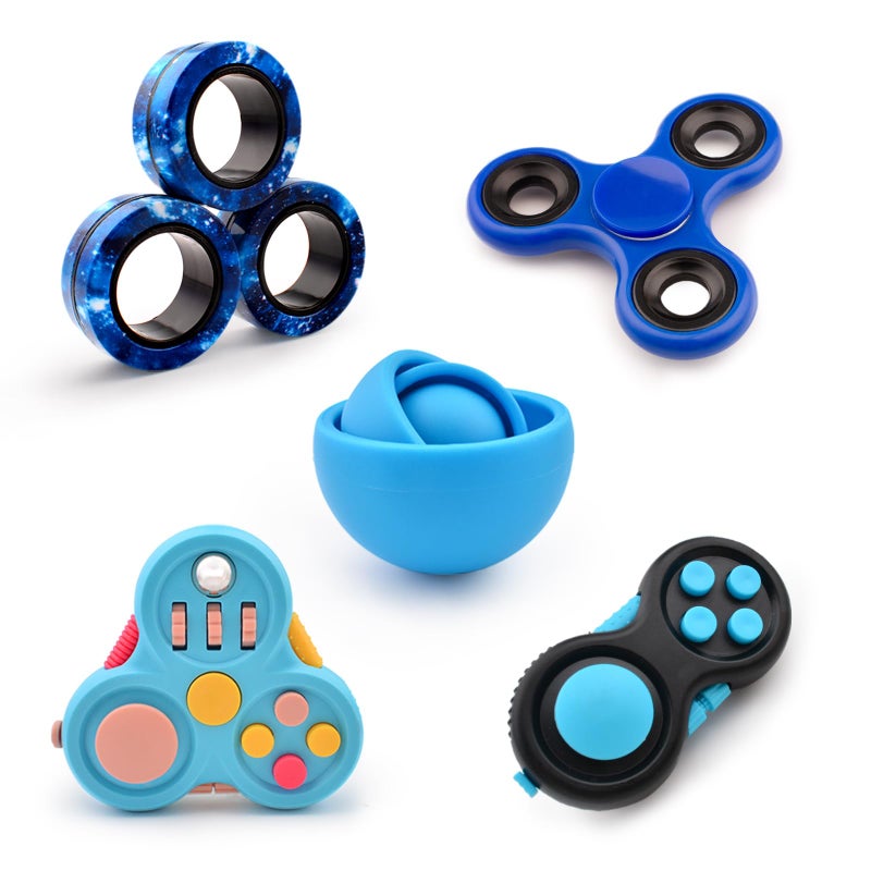 Yrissmiss Fidget Toys Adults Pack 5PcsFidget Spinner with Magnetic Rings GyroFidget Controller Autism Sensory ToysADHD Stress Anxiety Desk FidgetsEaster Basket Stuffers for Kids Teen BoysBU - Image 3