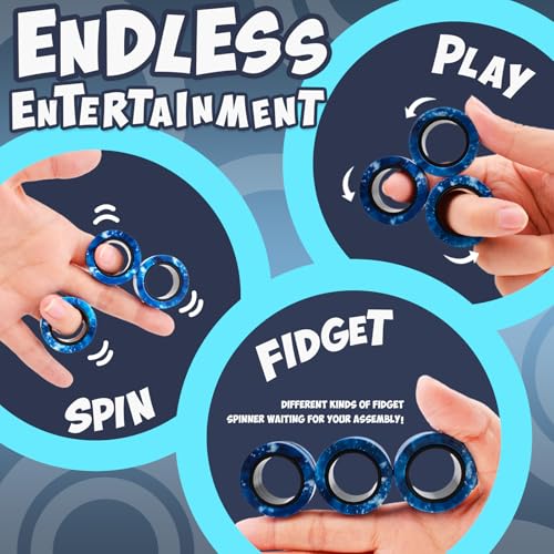 Yrissmiss Fidget Toys Adults Pack 5PcsFidget Spinner with Magnetic Rings GyroFidget Controller Autism Sensory ToysADHD Stress Anxiety Desk FidgetsEaster Basket Stuffers for Kids Teen BoysBU - Image 5