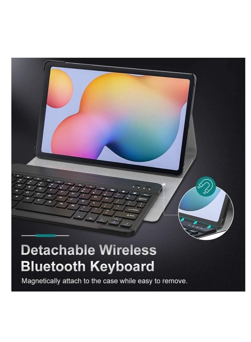 راكسوم حافظة لوحة مفاتيح متوافقة مع جهاز Galaxy Tab S6 Lite 2020، حافظة تابلت من البولي يوريثان مع لوحة مفاتيح لاسلكية قابلة للإزالة تناسب جهاز Samsung Galaxy Tab S6 Lite 10.4 2020 SM-P610/P615، أسود - Image 3